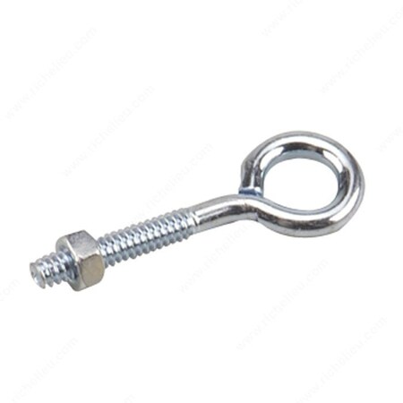 Onward Eye Bolt With Nut, 3/16 In Dia Eye, 40 Lb Working Load, Steel, Zinc